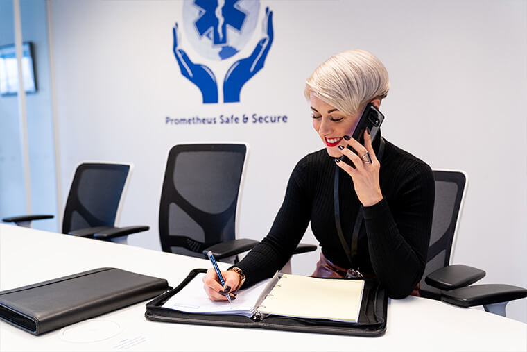 Logistics manager on call at prometheus safe and secure